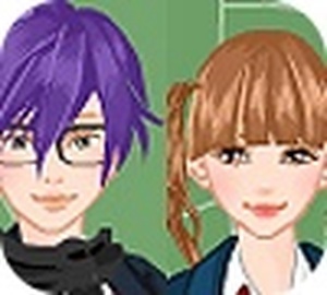 Cute school couple dress up game